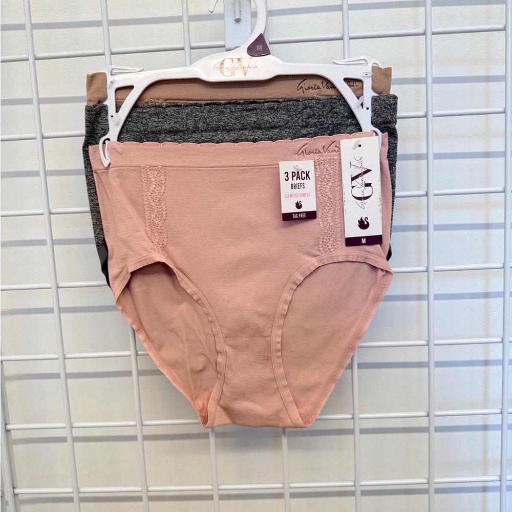 Gloria Vanderbilt - 3-Pack Briefs - Peach, Gray, and Black